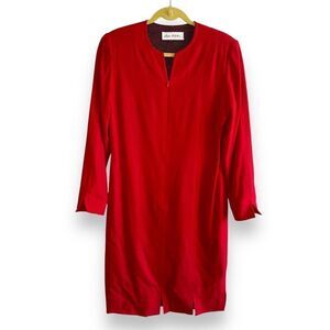Linda McMillan Red L/S V-Neck Knit Dress Sz 12